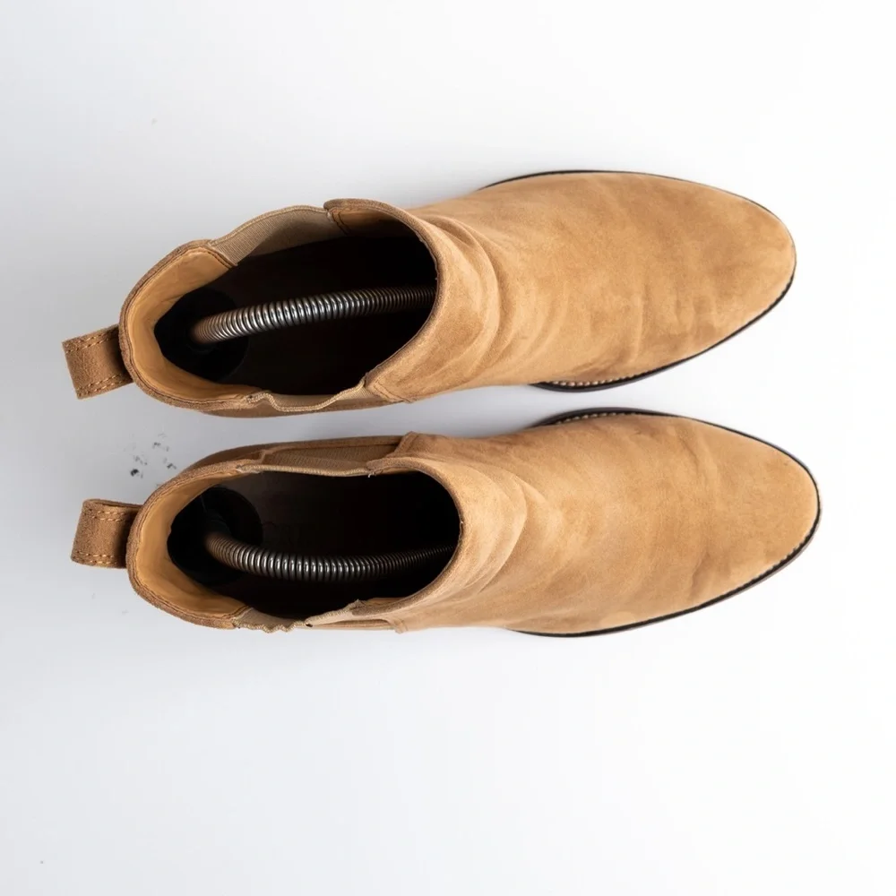 J. CREW Rory tan microsuede heeled boots size 9.5